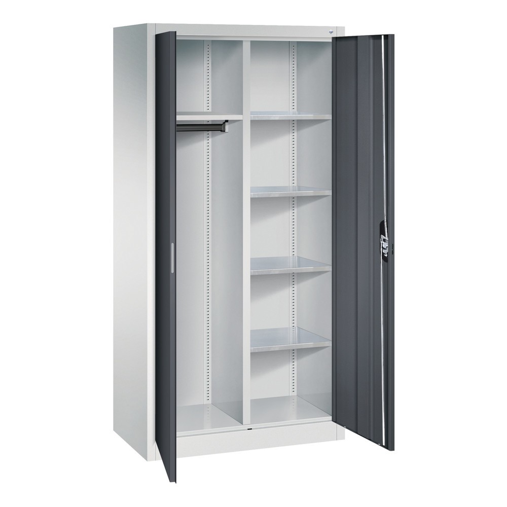 Numéro de l'image du produit 5: Armoire-penderie C+P, 6 compartiments + tringle à vêtements, H x l x P 1 950 x 930 x 500 mm, gris clair, gris noir