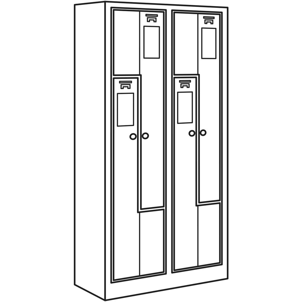 Numéro de l'image du produit 3: Armoire-penderie en Z HEMMDAL HDZ-1, serrure à cylindre, 4 compartiments, gris clair