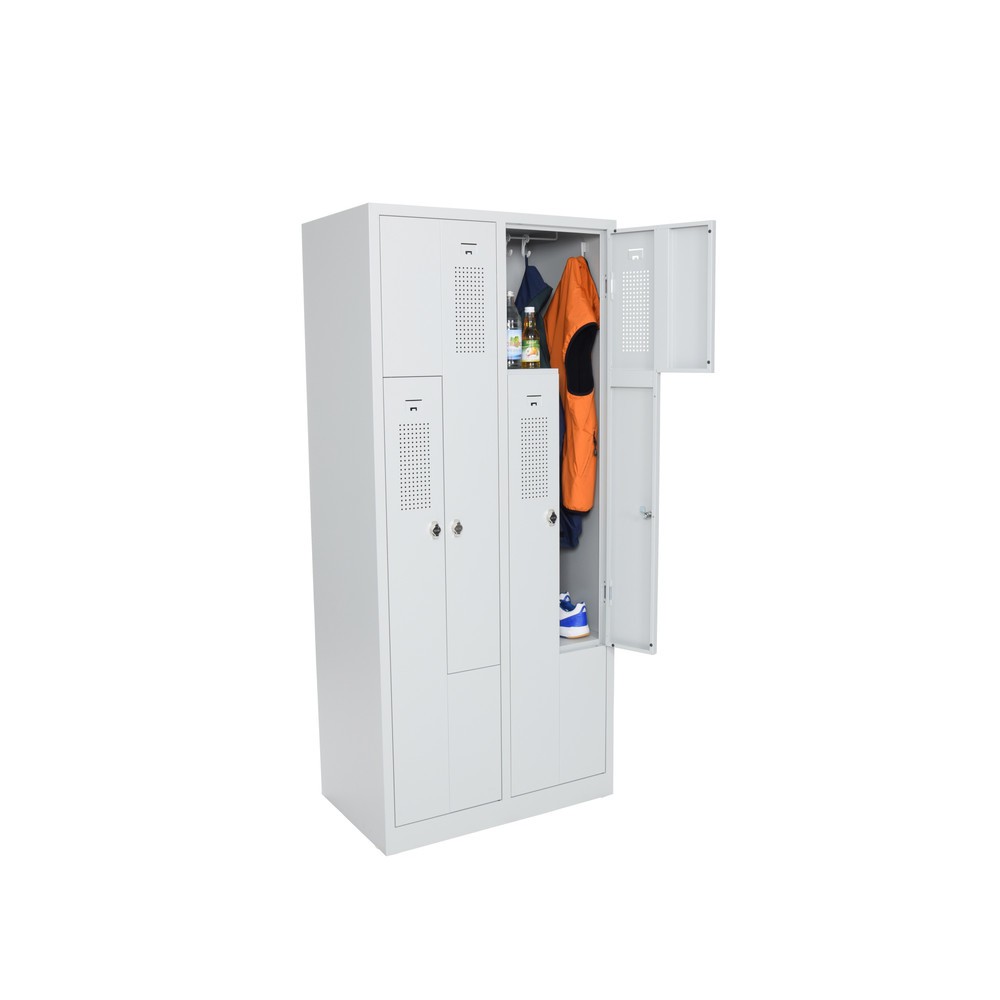 Numéro de l'image du produit 5: Armoire-penderie en Z HEMMDAL HDZ-1, serrure à cylindre, 4 compartiments, gris clair