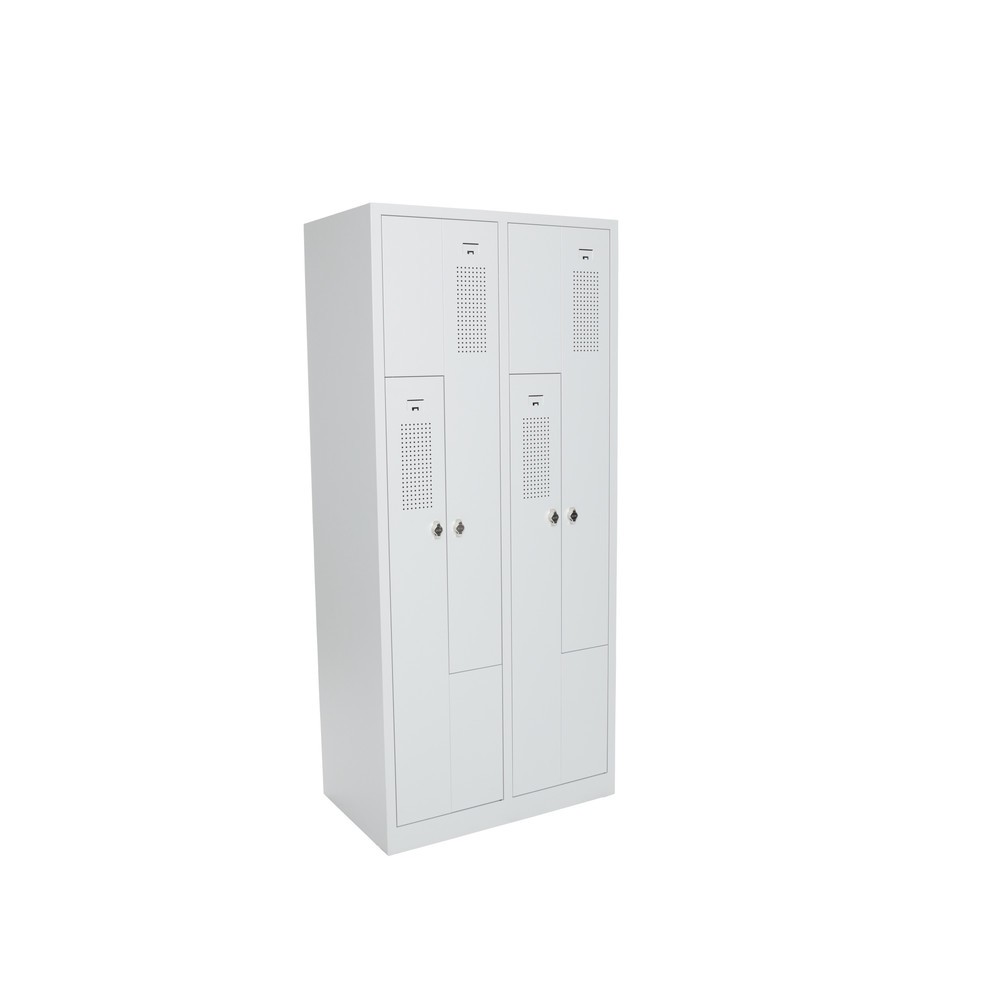 Numéro de l'image du produit 6: Armoire-penderie en Z HEMMDAL HDZ-1, serrure à cylindre, 4 compartiments, gris clair