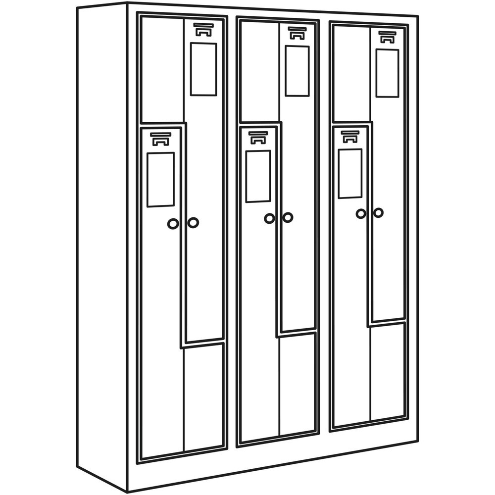 Numéro de l'image du produit 3: Armoire-penderie en Z HEMMDAL HDZ-1, serrure à cylindre, 6 compartiments, gris clair