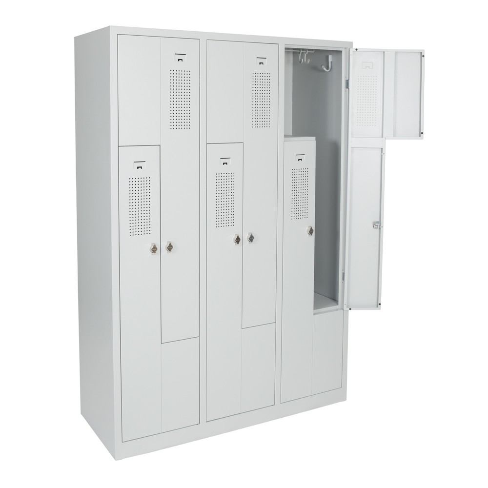 Numéro de l'image du produit 1: Armoire-penderie en Z HEMMDAL HDZ-1, serrure à cylindre, 6 compartiments, gris clair