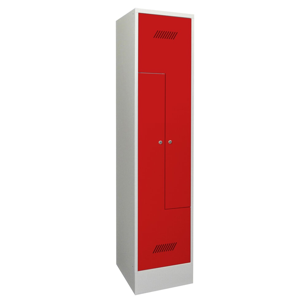 Numéro de l'image du produit 1: Armoire-penderie en Z PAVOY, 2 compartiments, H x l x P 1 850 x 430 x 500 mm, rouge feu, gris clair