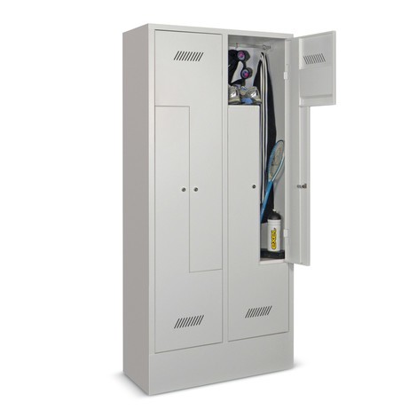 N° de l'image du produit 2 : Armoire-penderie en Z PAVOY, 4 compartiments, H x l x P 1 850 x 830 x 500 mm, bleu clair, gris clair