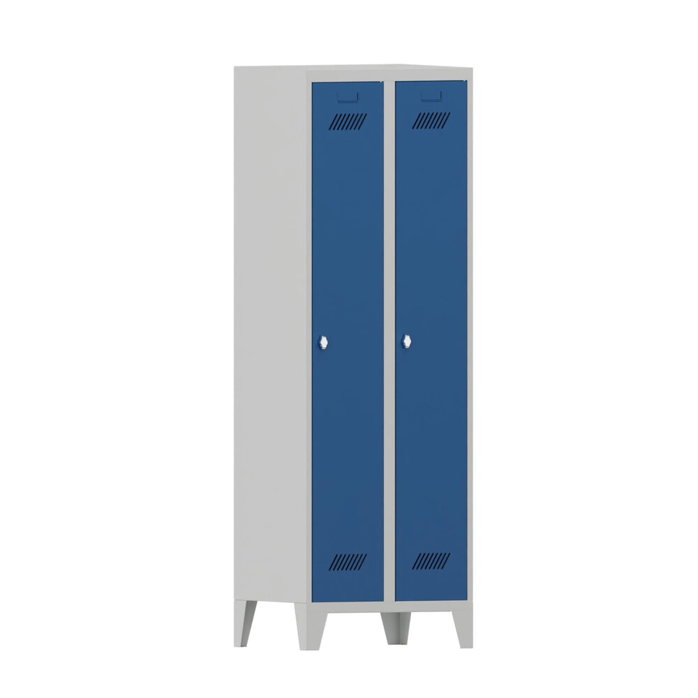 Numéro de l'image du produit 1: Armoire-penderie PAVOY avec pieds + fermeture à pêne tournant, 2 compartiments, H x l x P 1 850 x 630 x 500 mm, bleu gentiane, gris clair