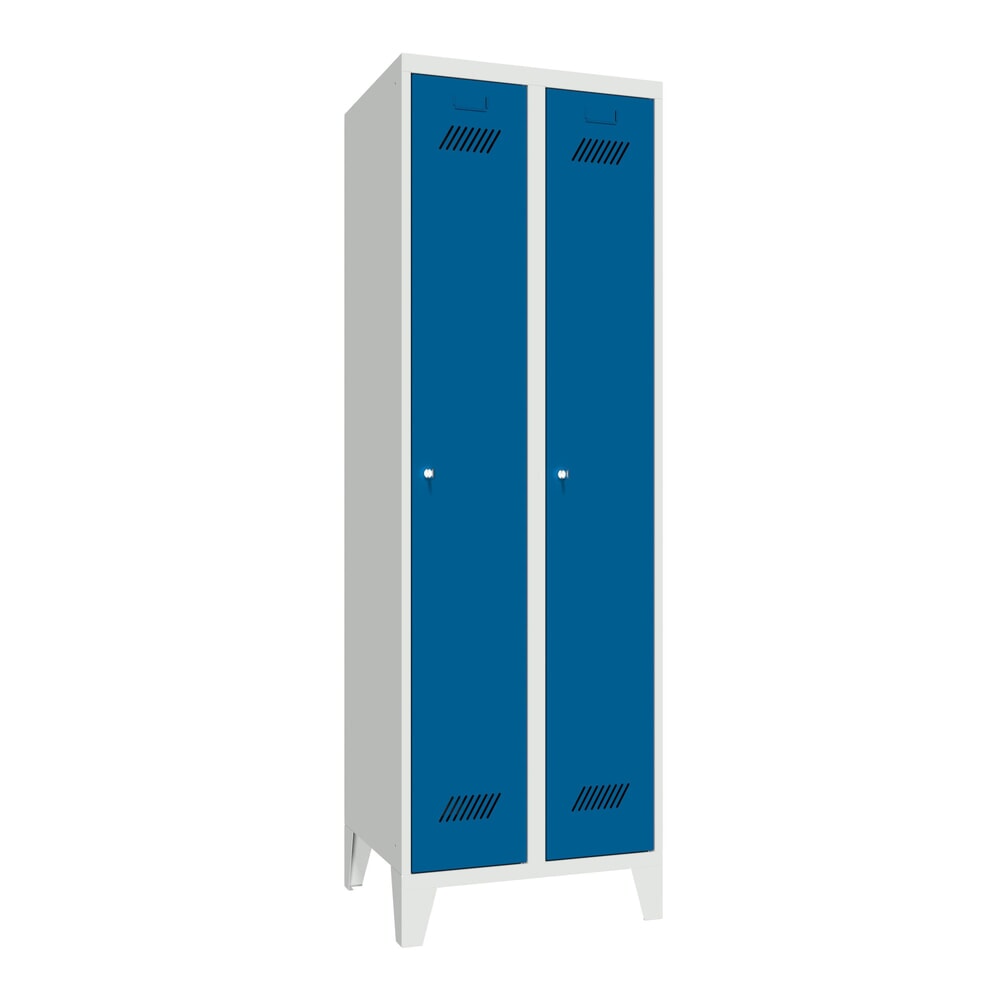 Numéro de l'image du produit 1: Armoire-penderie PAVOY avec pieds + serrure à cylindre, 2 compartiments, H x l x P 1 850 x 630 x 500 mm, bleu gentiane, gris clair