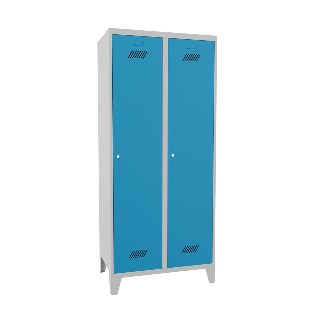 Numéro de l'image du produit 1: Armoire-penderie PAVOY avec pieds + serrure à cylindre, 2 compartiments, H x l x P 1 850 x 830 x 500 mm, bleu clair, gris clair