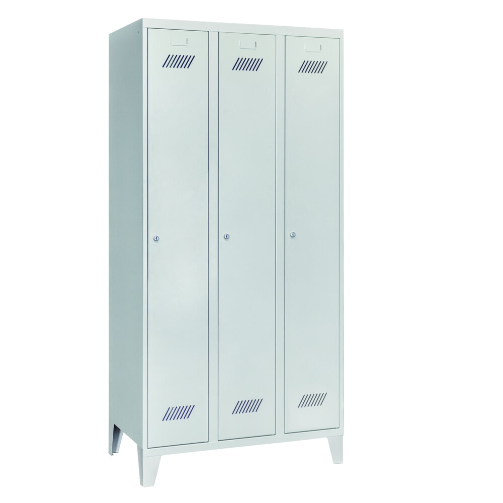Illustration du produit: Armoire-penderie PAVOY avec pieds + serrure à cylindre, 3 compartiments, H x l x P 1 850 x 930 x 500 mm, gris clair, gris clair