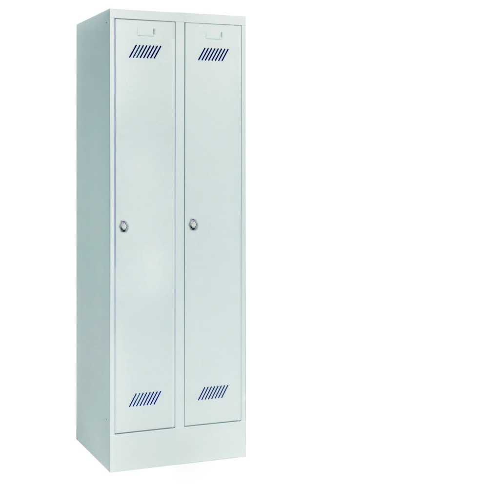 Numéro de l'image du produit 2: Armoire-penderie PAVOY avec socle + fermeture à pêne tournant, 2 compartiments, H x l x P 1 850 x 630 x 500 mm, gris clair, gris clair