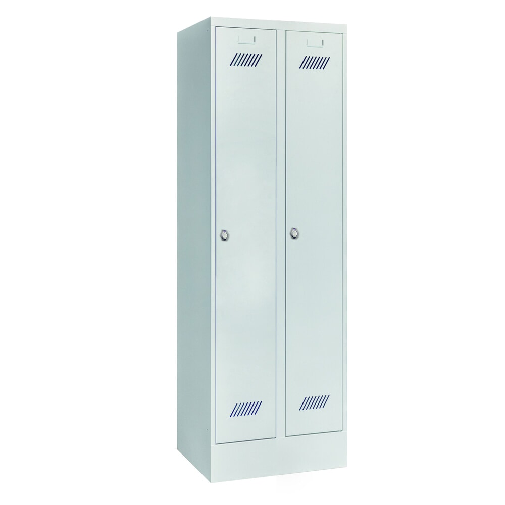 Numéro de l'image du produit 1: Armoire-penderie PAVOY avec socle + fermeture à pêne tournant, 2 compartiments, H x l x P 1 850 x 630 x 500 mm, gris clair, gris clair