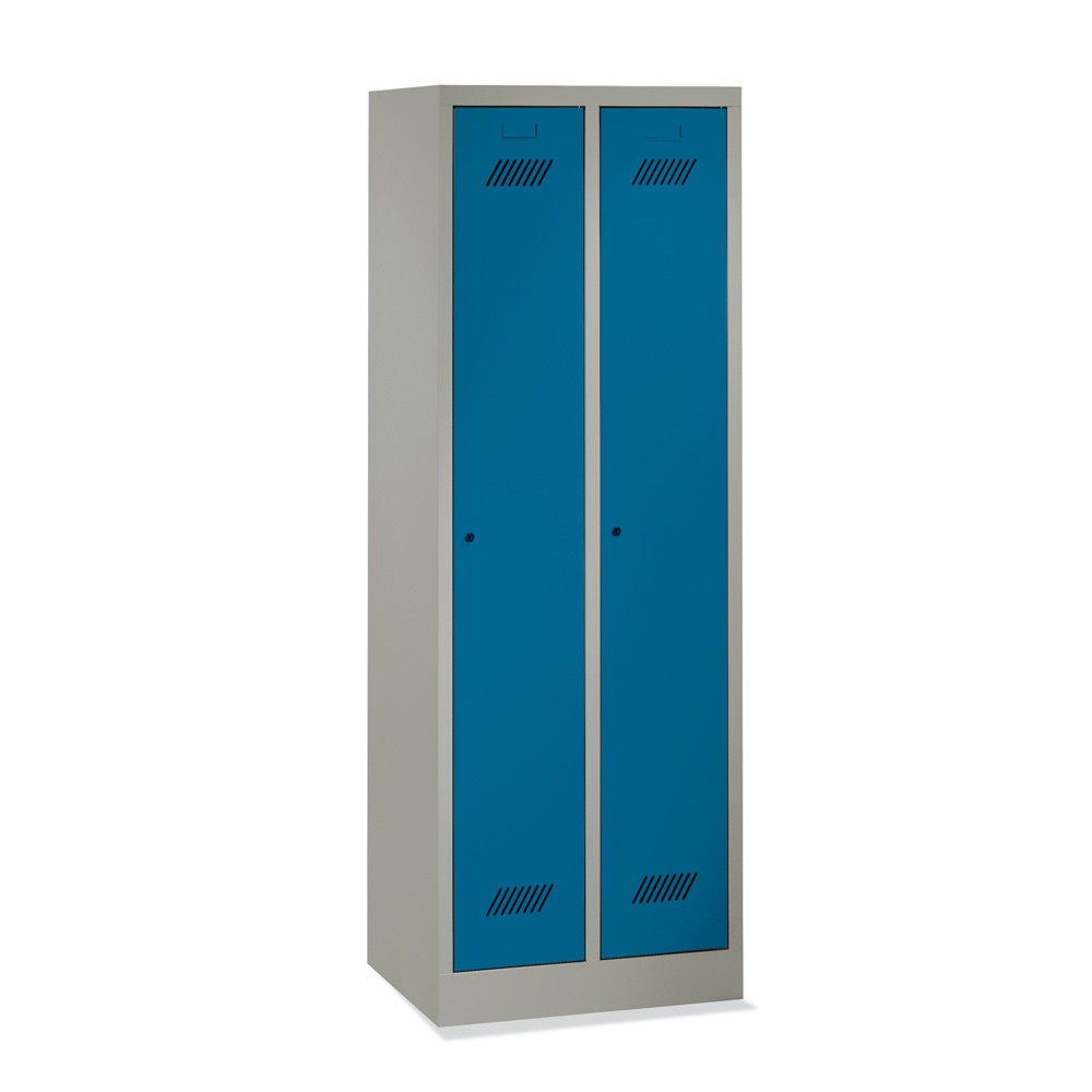 Numéro de l'image du produit 1: Armoire-penderie PAVOY avec socle + fermeture à pêne tournant, 2 compartiments, H x l x P 1 850 x 630 x 500 mm, rouge feu, gris clair