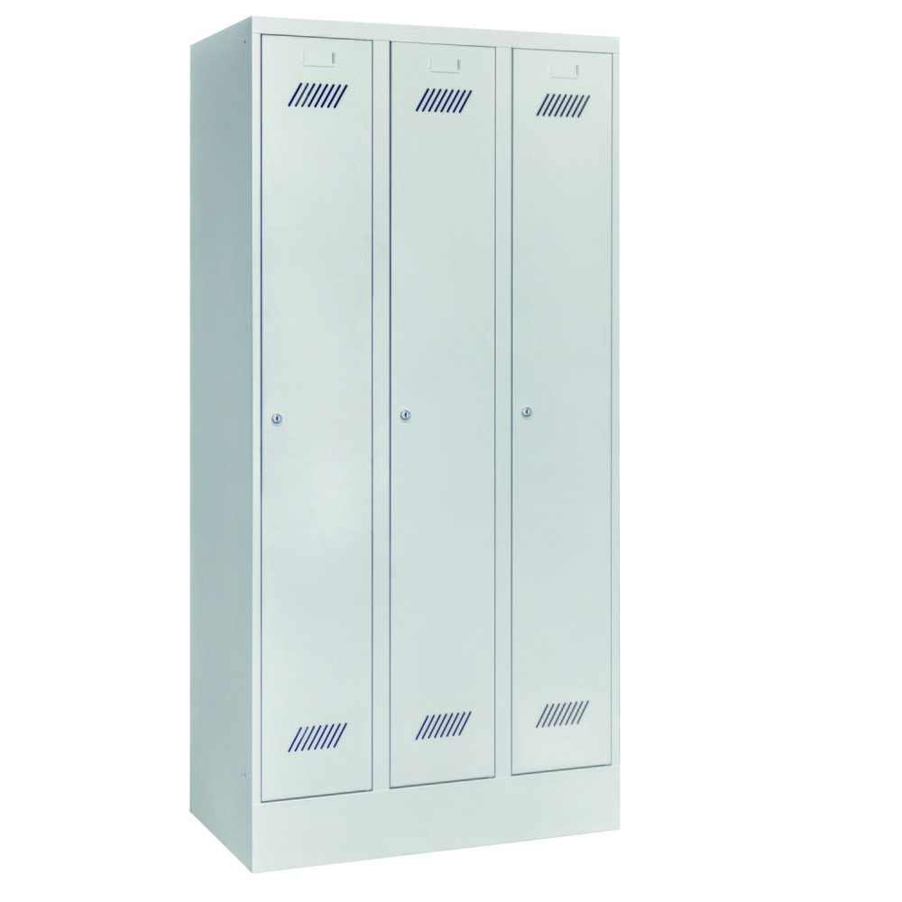 Numéro de l'image du produit 2: Armoire-penderie PAVOY avec socle + serrure à cylindre, 3 compartiments, H x l x P 1 850 x 930 x 500 mm, gris clair, gris clair