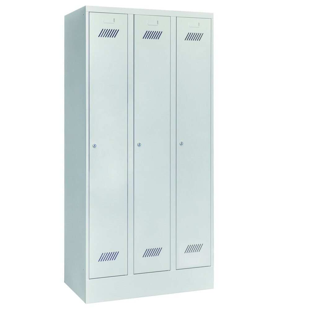 Numéro de l'image du produit 1: Armoire-penderie PAVOY avec socle + serrure à cylindre, 3 compartiments, H x l x P 1 850 x 930 x 500 mm, gris clair, gris clair