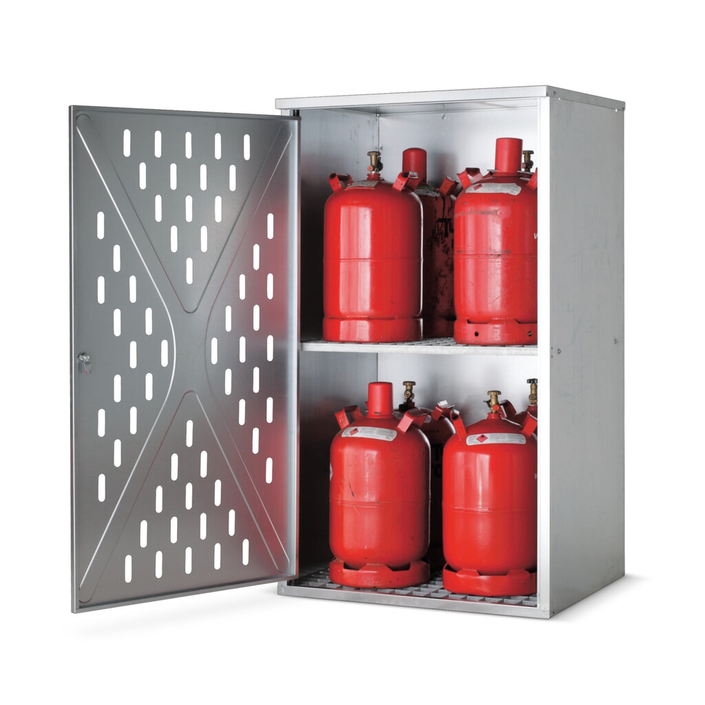 Armoire pour bouteilles de gaz propane, 1 porte battante, H x l x P 1.500 x 840 x 690 mm N° de l'image du produit 1 : Armoire pour bouteilles de gaz propane, 1 porte battante, H x l x P 1.500 x 840 x 690 mm