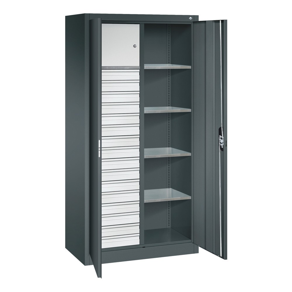 Numéro de l'image du produit 4: Armoire pour charges lourdes C+P avec 4 tablettes, H x l x P 1 950 x 930 x 500 mm, gris clair, rouge rubis