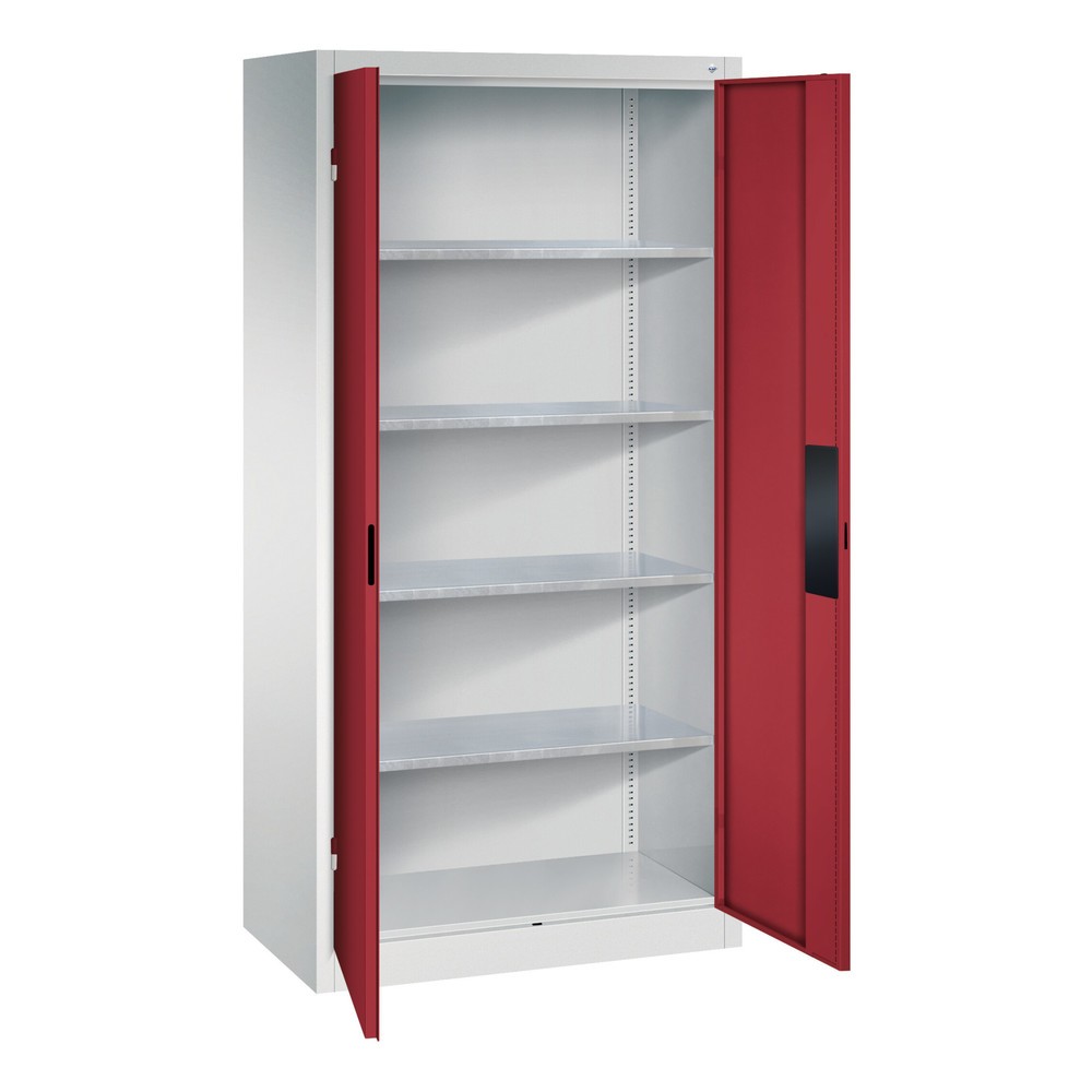 N° de l'image du produit 4 : Armoire pour charges lourdes C+P avec 4 tablettes, H x l x P 1 950 x 930 x 500 mm, gris clair, gris noir