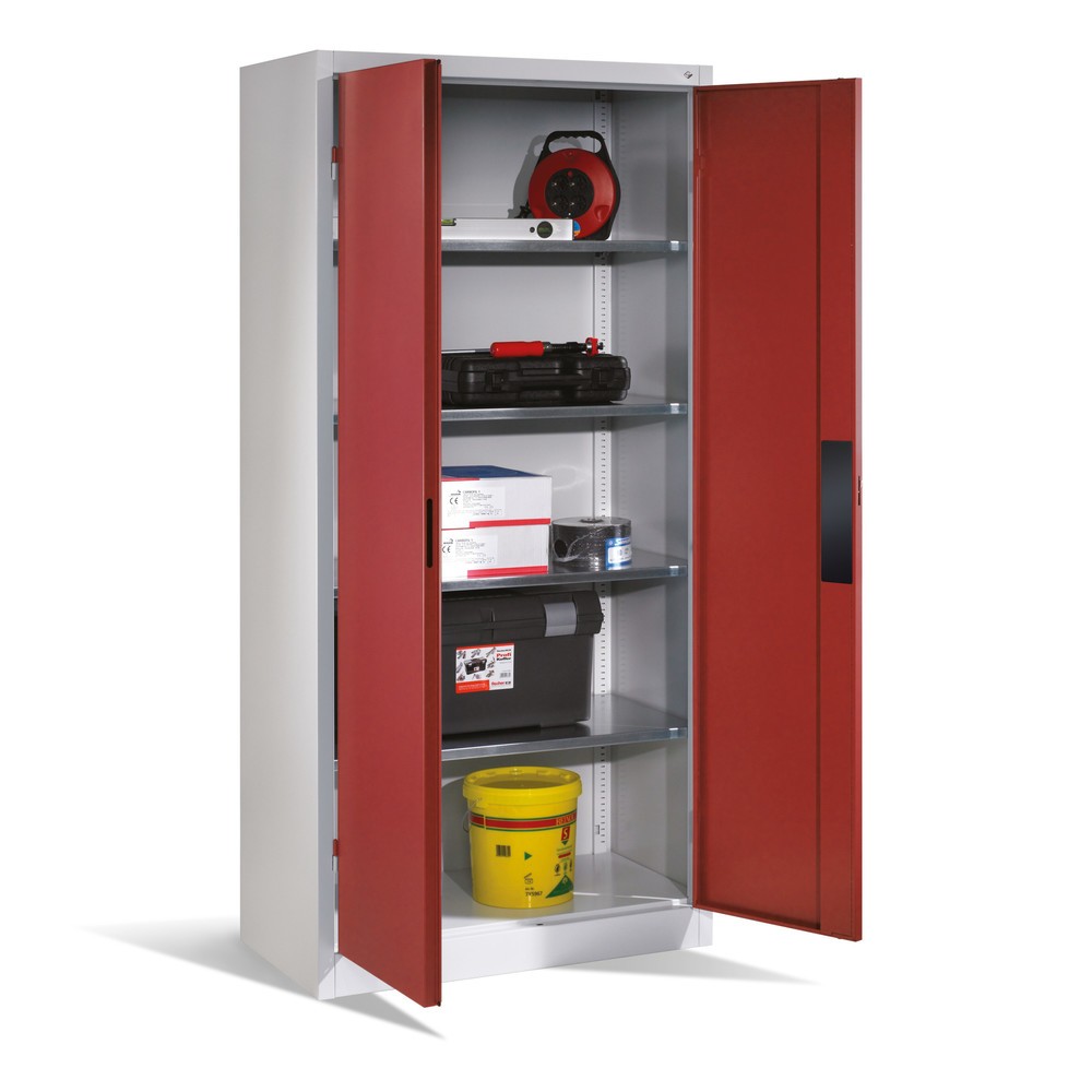 N° de l'image du produit 5 : Armoire pour charges lourdes C+P avec 4 tablettes, H x l x P 1 950 x 930 x 500 mm, gris clair, gris noir