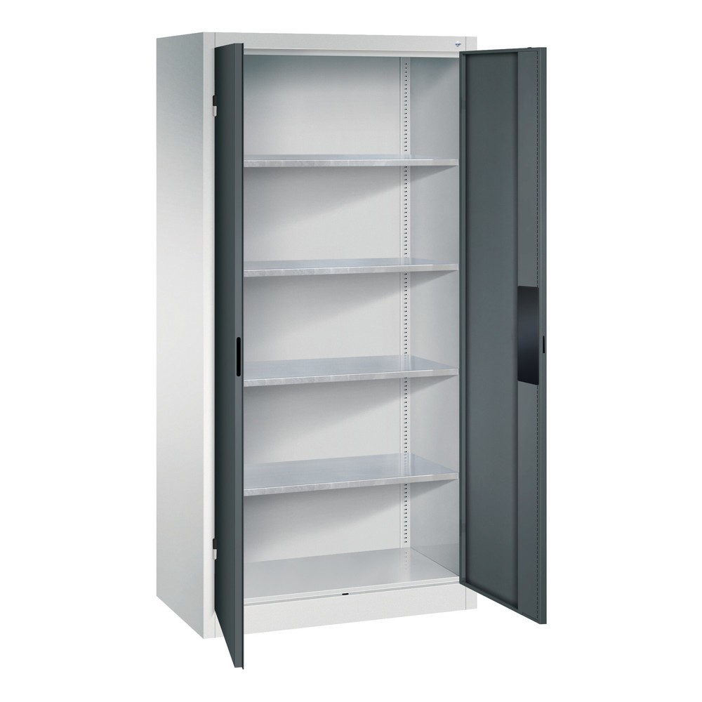 N° de l'image du produit 4 : Armoire pour charges lourdes C+P avec 4 tablettes, H x l x P 1 950 x 930 x 500 mm, gris anthracite, bleu clair