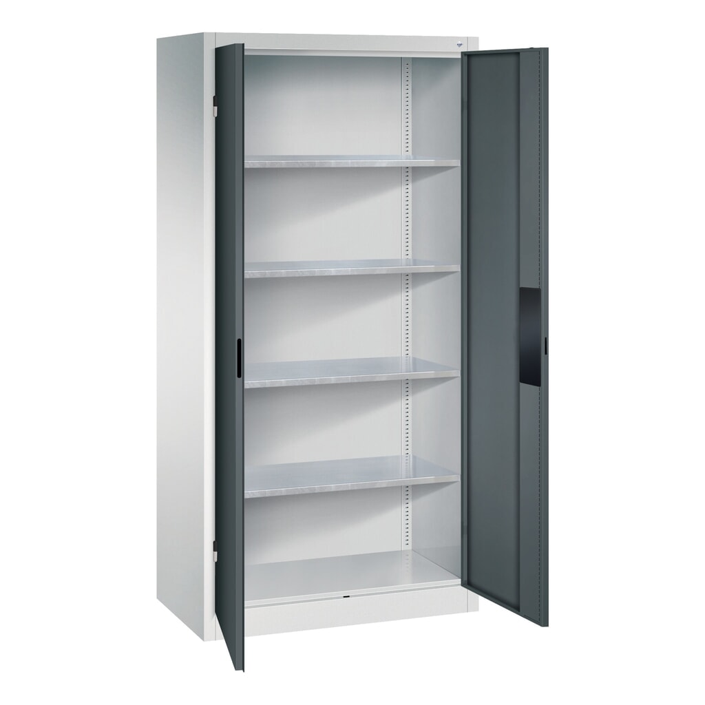 N° de l'image du produit 5 : Armoire pour charges lourdes C+P avec 4 tablettes, H x l x P 1 950 x 930 x 500 mm, gris anthracite, bleu clair