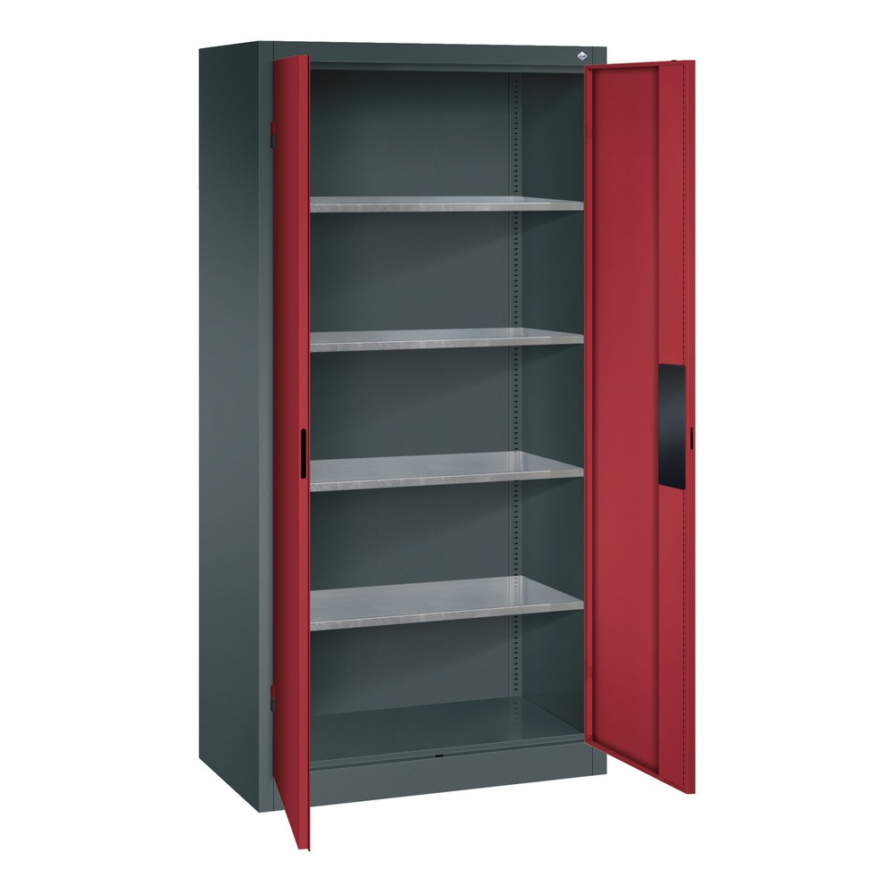 N° de l'image du produit 4 : Armoire pour charges lourdes C+P avec 4 tablettes, H x l x P 1 950 x 930 x 500 mm, gris anthracite, gris noir