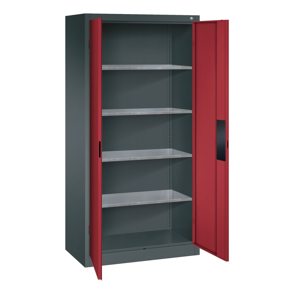 Armoire pour charges lourdes C+P avec 4 tablettes, H x l x P 1 950 x 930 x 500 mm, gris anthracite, gris noir N° de l'image du produit 5 : Armoire pour charges lourdes C+P avec 4 tablettes, H x l x P 1 950 x 930 x 500 mm, gris anthracite, gris noir