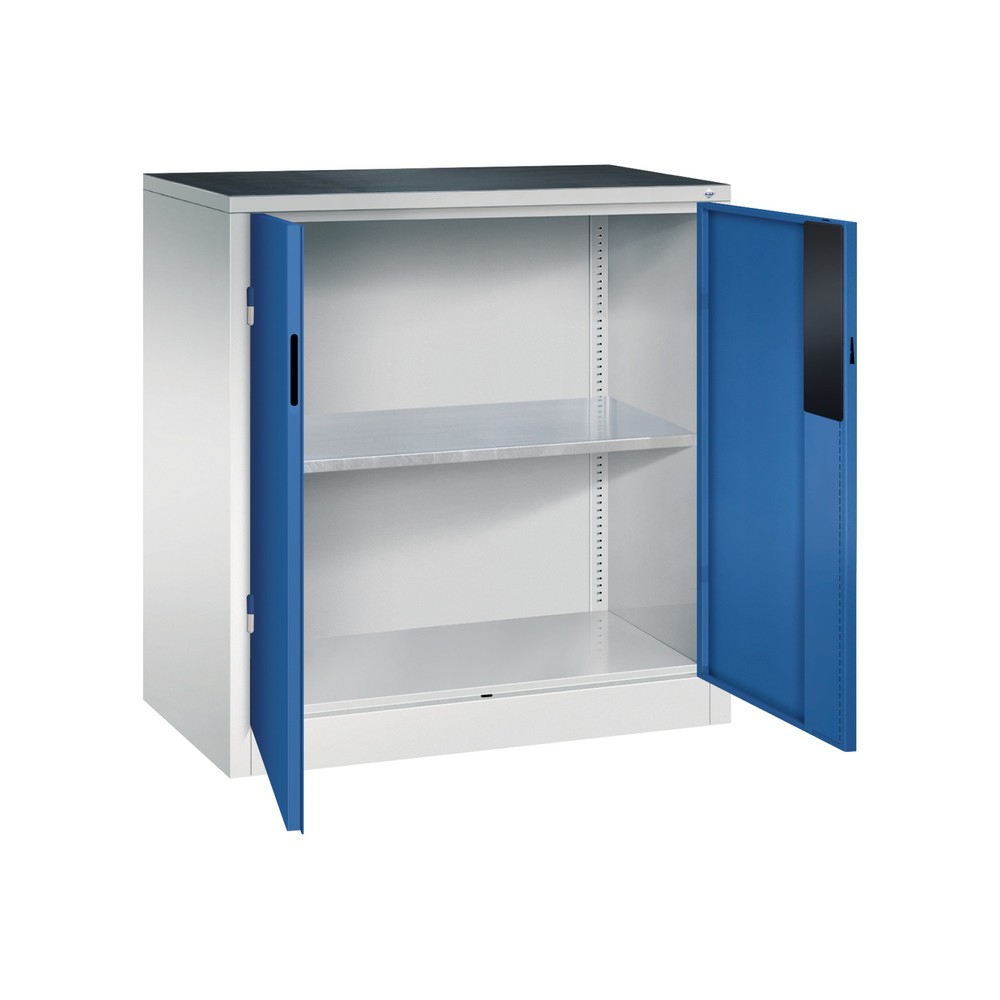 Numéro de l'image du produit 4: Armoire pour charges lourdes C+P avec 1 tablette, H x l x P 1 000 x 930 x 500 mm, gris clair, bleu gentiane