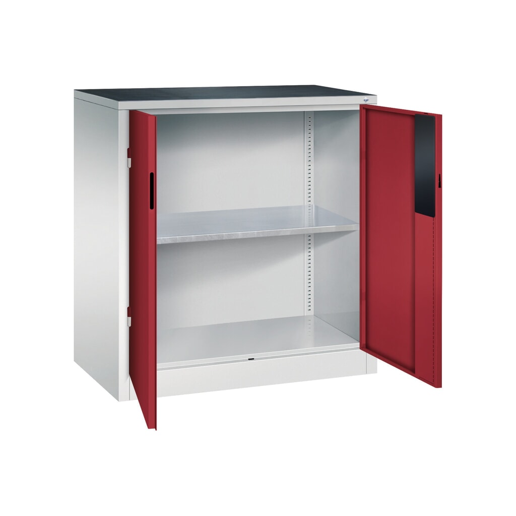 Armoire pour charges lourdes C+P avec 1 tablette, H x l x P 1 000 x 930 x 500 mm, gris clair, rouge rubis N° de l'image du produit 5 : Armoire pour charges lourdes C+P avec 1 tablette, H x l x P 1 000 x 930 x 500 mm, gris clair, rouge rubis