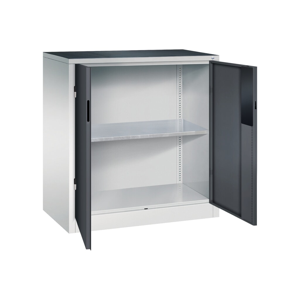 Armoire pour charges lourdes C+P avec 1 tablette, H x l x P 1 000 x 930 x 500 mm, gris clair, gris noir N° de l'image du produit 5 : Armoire pour charges lourdes C+P avec 1 tablette, H x l x P 1 000 x 930 x 500 mm, gris clair, gris noir