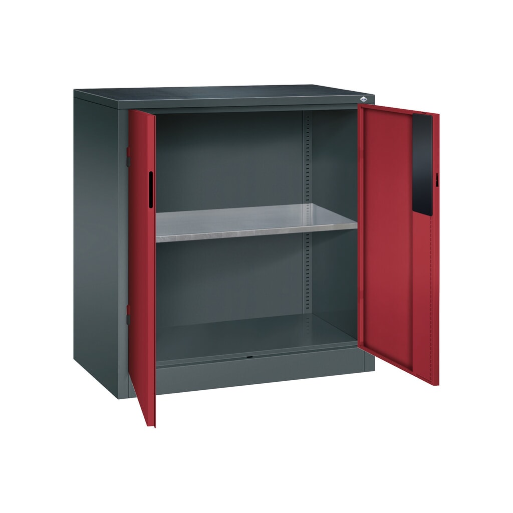 N° de l'image du produit 5 : Armoire pour charges lourdes C+P avec 1 tablette, H x l x P 1 000 x 930 x 500 mm, gris anthracite, rouge rubis