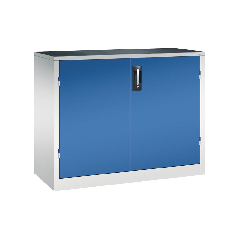 Illustration du produit: Armoire pour charges lourdes C+P avec 1 tablette, H x l x P 1 000 x 1 200 x 500 mm, gris clair, bleu gentiane