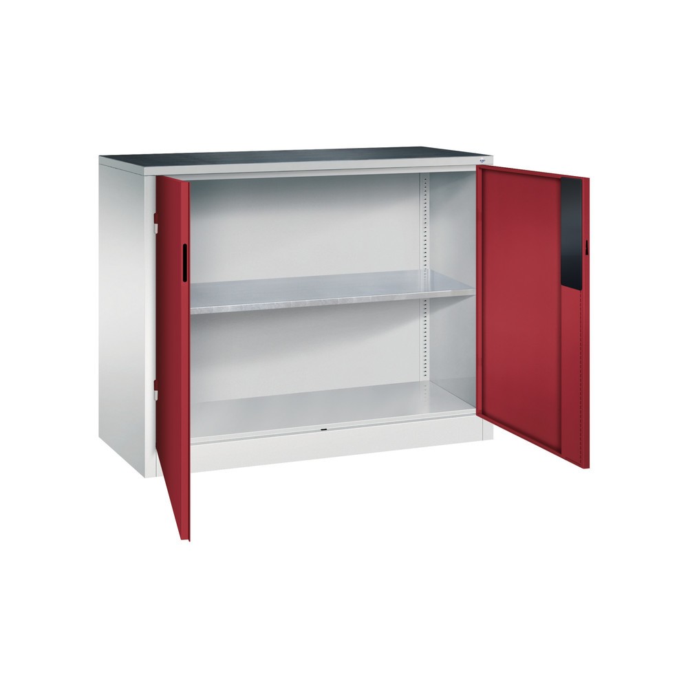 Numéro de l'image du produit 4: Armoire pour charges lourdes C+P avec 1 tablette, H x l x P 1 000 x 1 200 x 500 mm, gris clair, rouge rubis