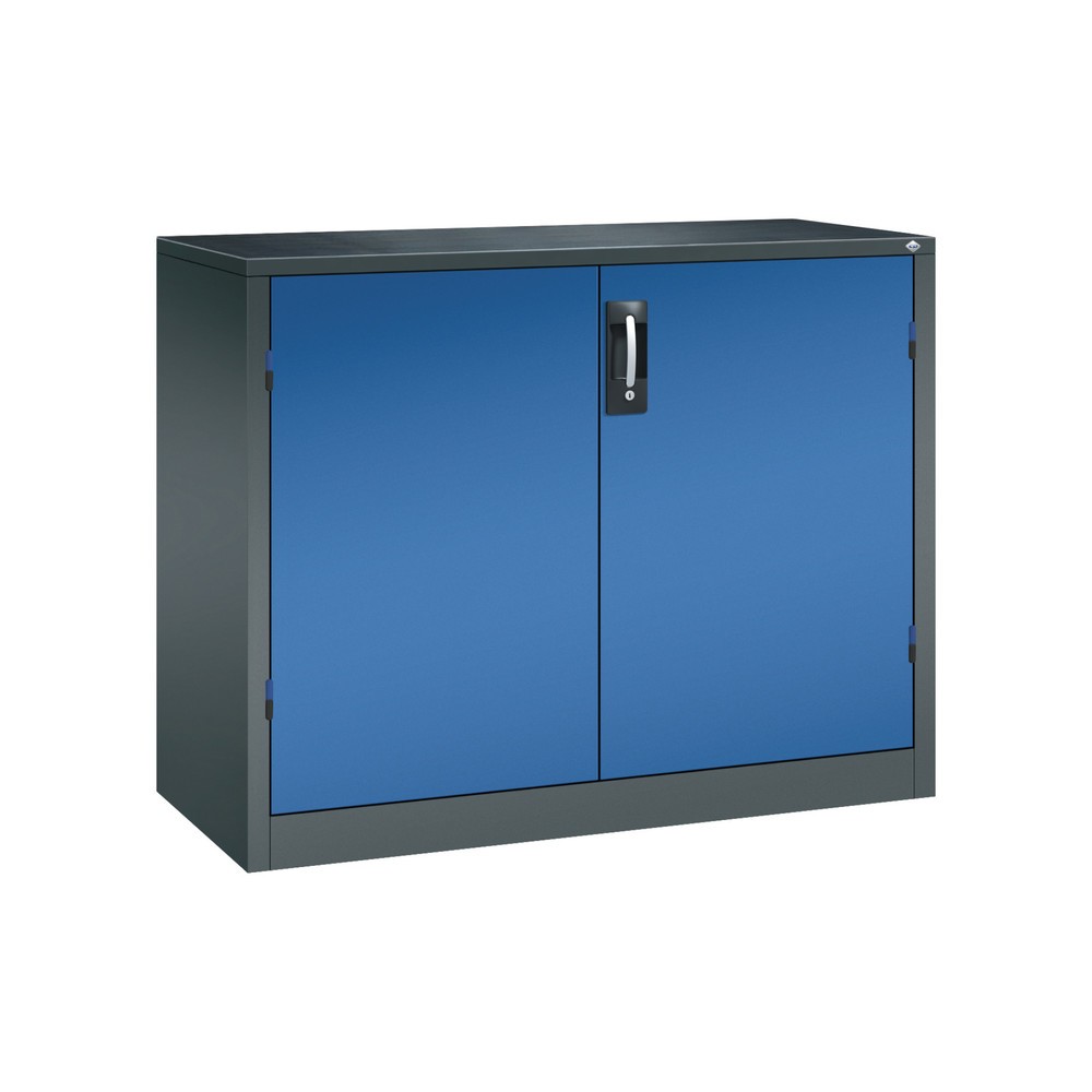 Illustration du produit: Armoire pour charges lourdes C+P avec 1 tablette, H x l x P 1 000 x 1 200 x 500 mm, gris anthracite, bleu gentiane