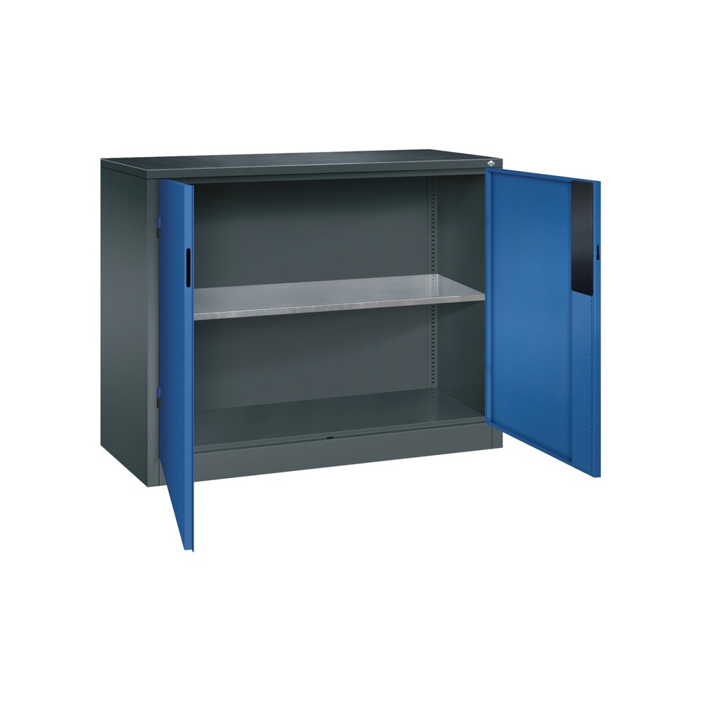 Numéro de l'image du produit 4: Armoire pour charges lourdes C+P avec 1 tablette, H x l x P 1 000 x 1 200 x 500 mm, gris anthracite, bleu gentiane