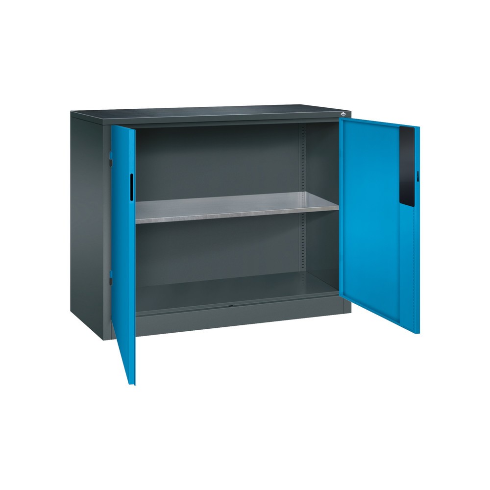 Numéro de l'image du produit 4: Armoire pour charges lourdes C+P avec 1 tablette, H x l x P 1 000 x 1 200 x 500 mm, gris anthracite, bleu clair