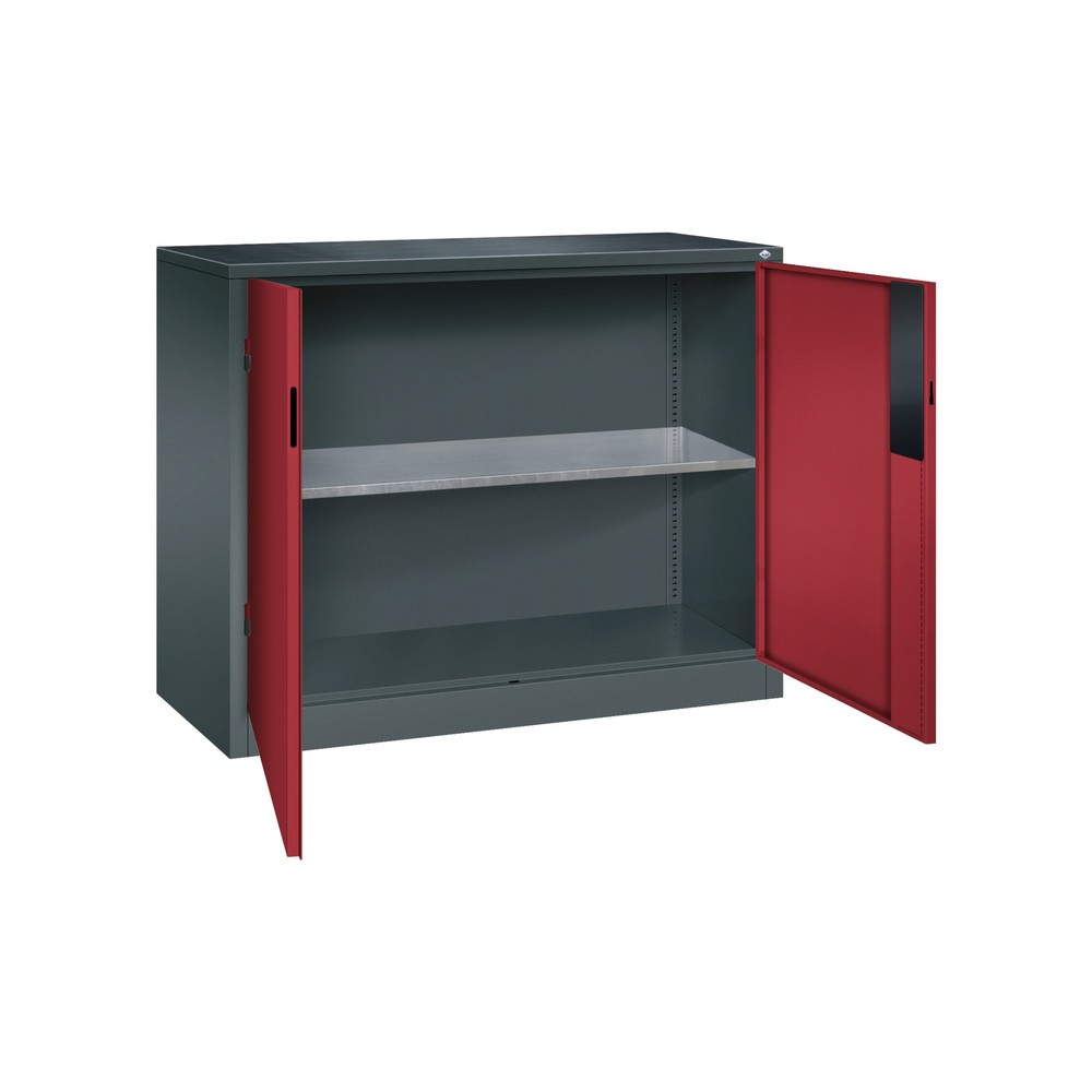 Numéro de l'image du produit 4: Armoire pour charges lourdes C+P avec 1 tablette, H x l x P 1 000 x 1 200 x 500 mm, gris anthracite, rouge rubis