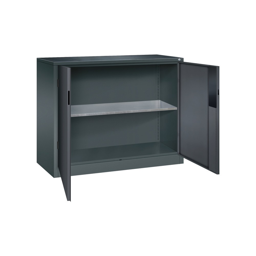 N° de l'image du produit 5 : Armoire pour charges lourdes C+P avec 1 tablette, H x l x P 1 000 x 1 200 x 500 mm, gris anthracite, gris noir