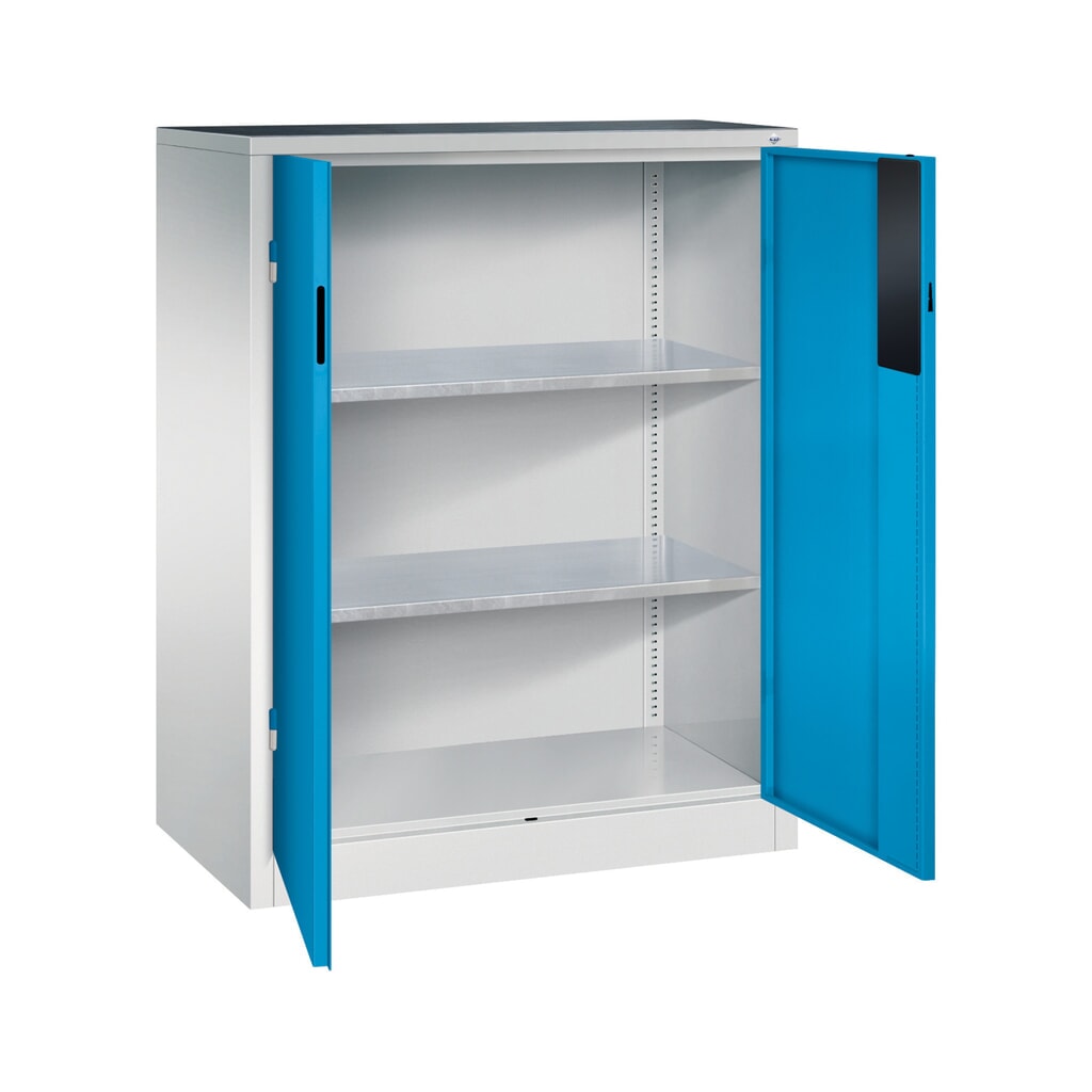 N° de l'image du produit 5 : Armoire pour charges lourdes C+P avec 2 tablettes, H x l x P 1 200 x 930 x 500 mm, gris clair, bleu clair