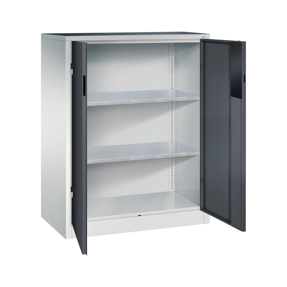 N° de l'image du produit 4 : Armoire pour charges lourdes C+P avec 2 tablettes, H x l x P 1 200 x 930 x 500 mm, gris clair, gris noir