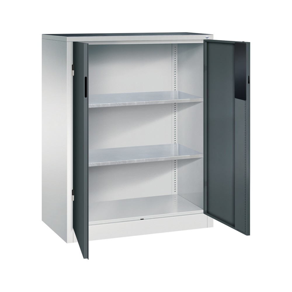 N° de l'image du produit 4 : Armoire pour charges lourdes C+P avec 2 tablettes, H x l x P 1 200 x 930 x 500 mm, gris clair, gris anthracite