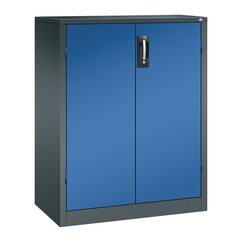Illustration du produit: Armoire pour charges lourdes C+P avec 2 tablettes, H x l x P 1 200 x 930 x 500 mm, gris anthracite, bleu gentiane
