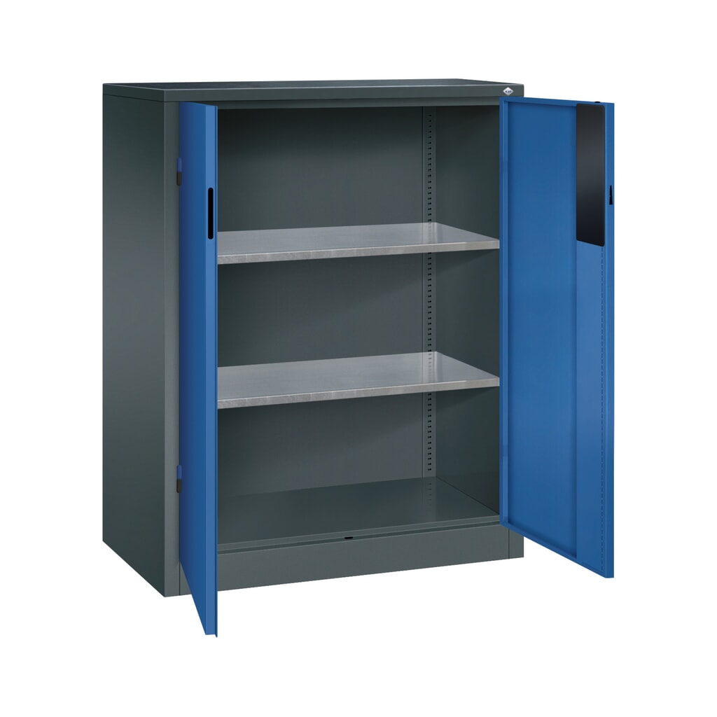 Armoire pour charges lourdes C+P avec 2 tablettes, H x l x P 1 200 x 930 x 500 mm, gris anthracite, bleu gentiane N° de l'image du produit 5 : Armoire pour charges lourdes C+P avec 2 tablettes, H x l x P 1 200 x 930 x 500 mm, gris anthracite, bleu gentiane