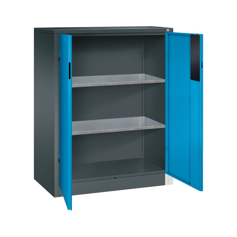 Numéro de l'image du produit 4: Armoire pour charges lourdes C+P avec 2 tablettes, H x l x P 1 200 x 930 x 500 mm, gris anthracite, bleu clair
