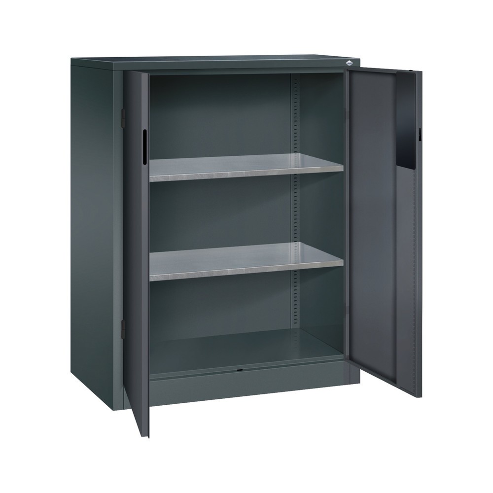 N° de l'image du produit 4 : Armoire pour charges lourdes C+P avec 2 tablettes, H x l x P 1 200 x 930 x 500 mm, gris anthracite, gris noir