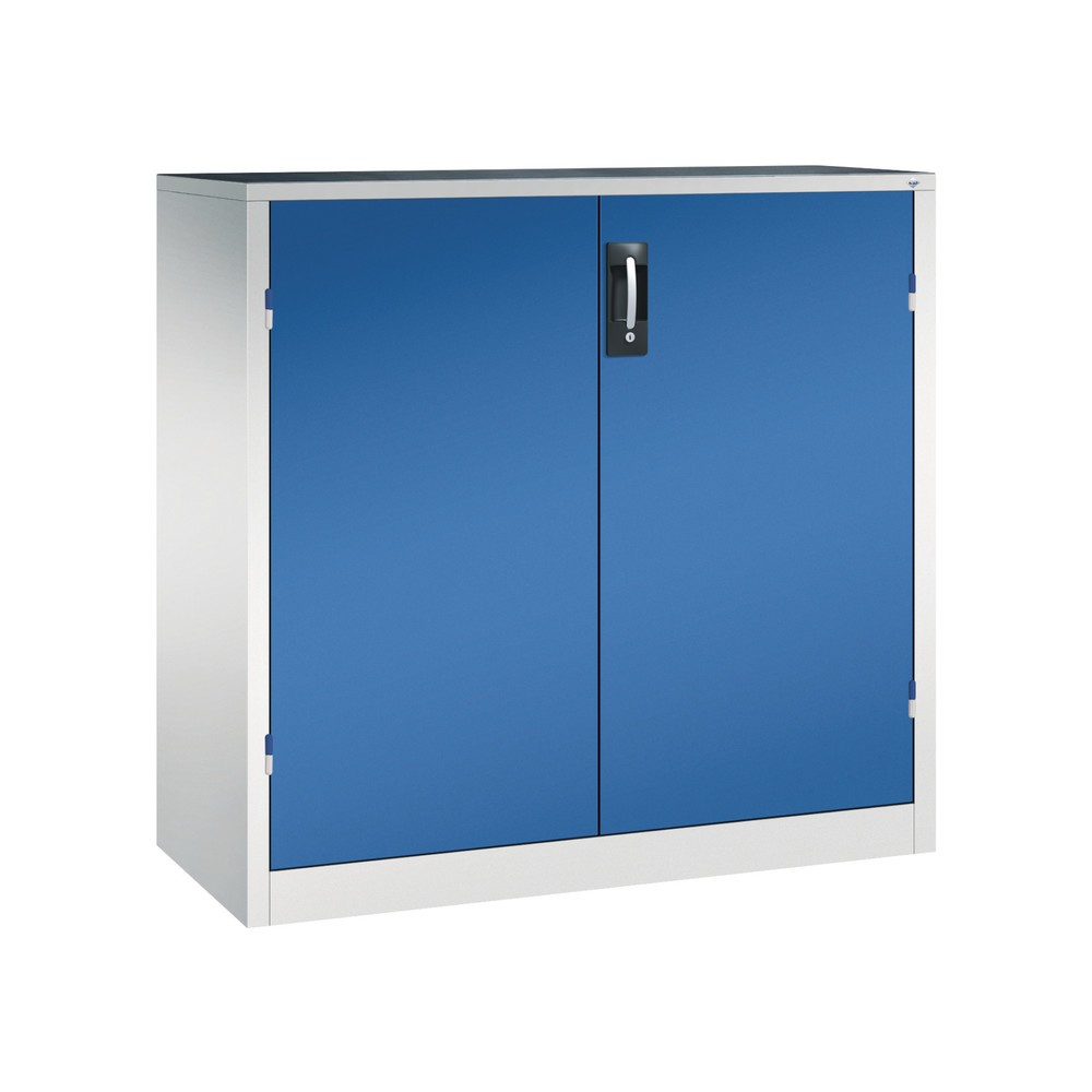 Illustration du produit: Armoire pour charges lourdes C+P avec 2 tablettes, H x l x P 1 200 x 1 200 x 500 mm, gris clair, bleu gentiane