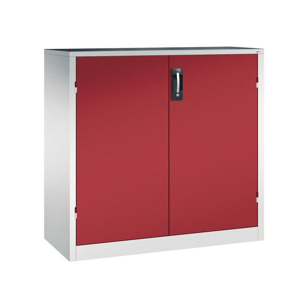 Illustration du produit: Armoire pour charges lourdes C+P avec 2 tablettes, H x l x P 1 200 x 1 200 x 500 mm, gris clair, rouge rubis