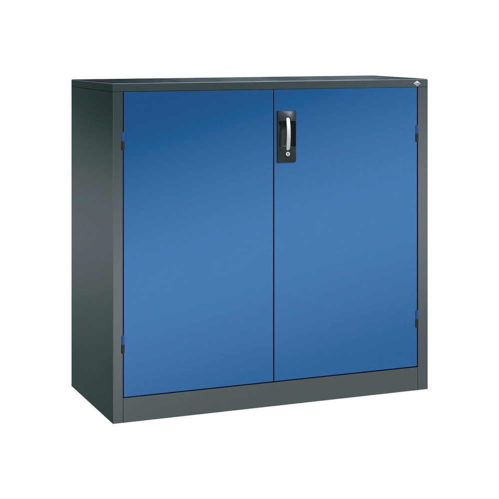 Illustration du produit: Armoire pour charges lourdes C+P avec 2 tablettes, H x l x P 1 200 x 1 200 x 500 mm, gris anthracite, bleu gentiane