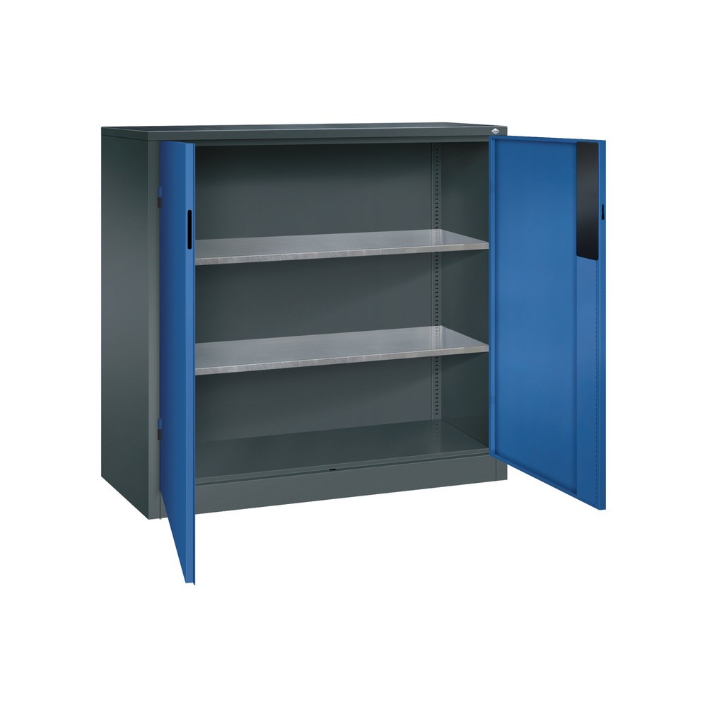 Numéro de l'image du produit 4: Armoire pour charges lourdes C+P avec 2 tablettes, H x l x P 1 200 x 1 200 x 500 mm, gris anthracite, bleu gentiane