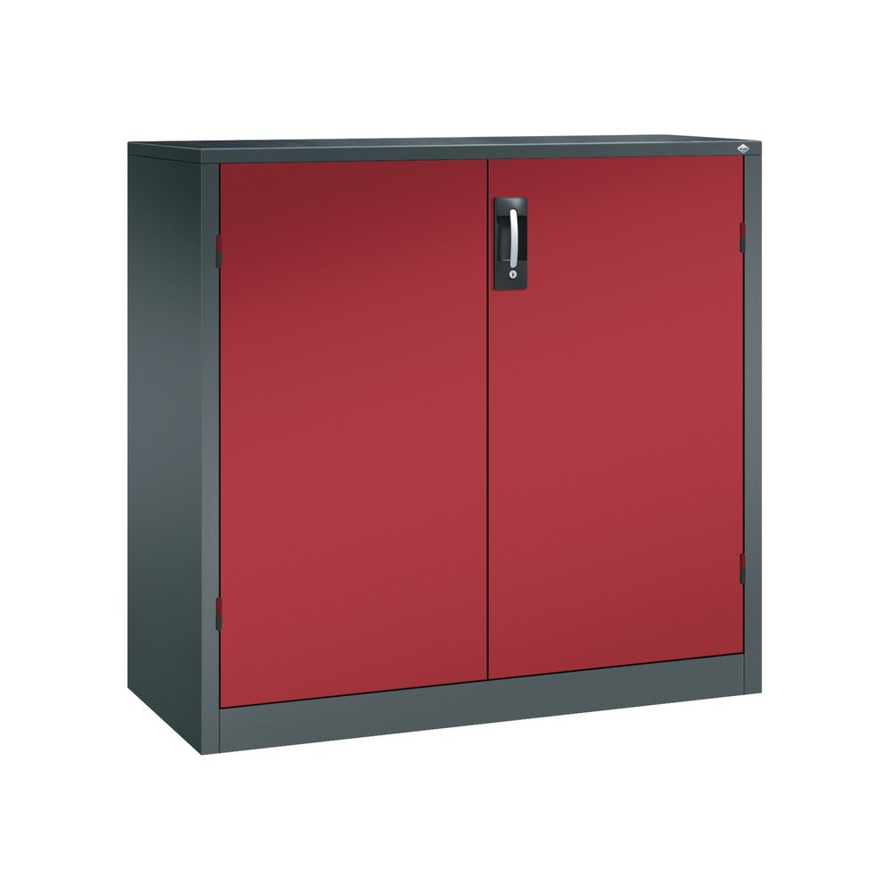 Illustration du produit: Armoire pour charges lourdes C+P avec 2 tablettes, H x l x P 1 200 x 1 200 x 500 mm, gris anthracite, rouge rubis