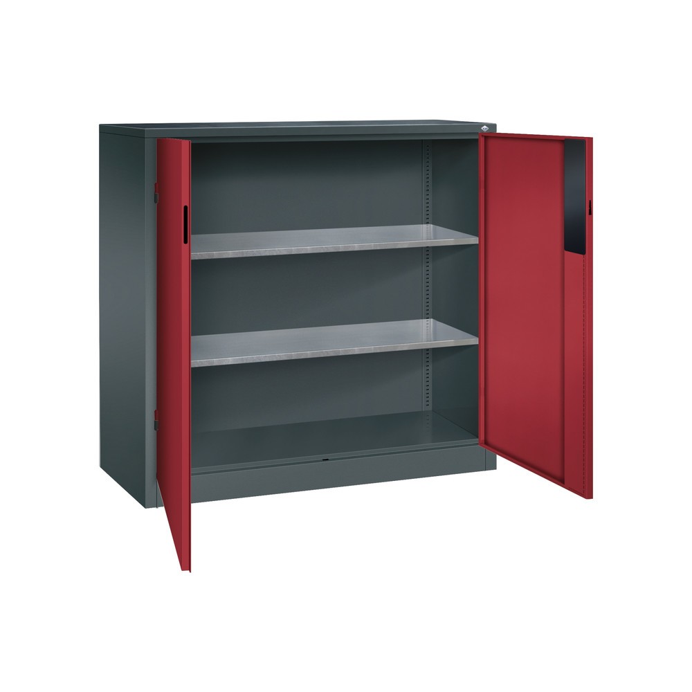 Numéro de l'image du produit 4: Armoire pour charges lourdes C+P avec 2 tablettes, H x l x P 1 200 x 1 200 x 500 mm, gris anthracite, rouge rubis