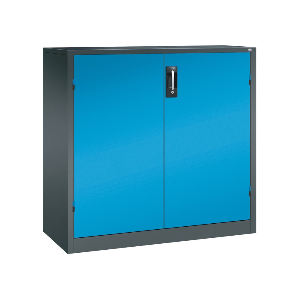 Illustration du produit: Armoire pour charges lourdes C+P avec 2 tablettes, H x l x P 1 200 x 1 200 x 500 mm, gris anthracite, bleu clair